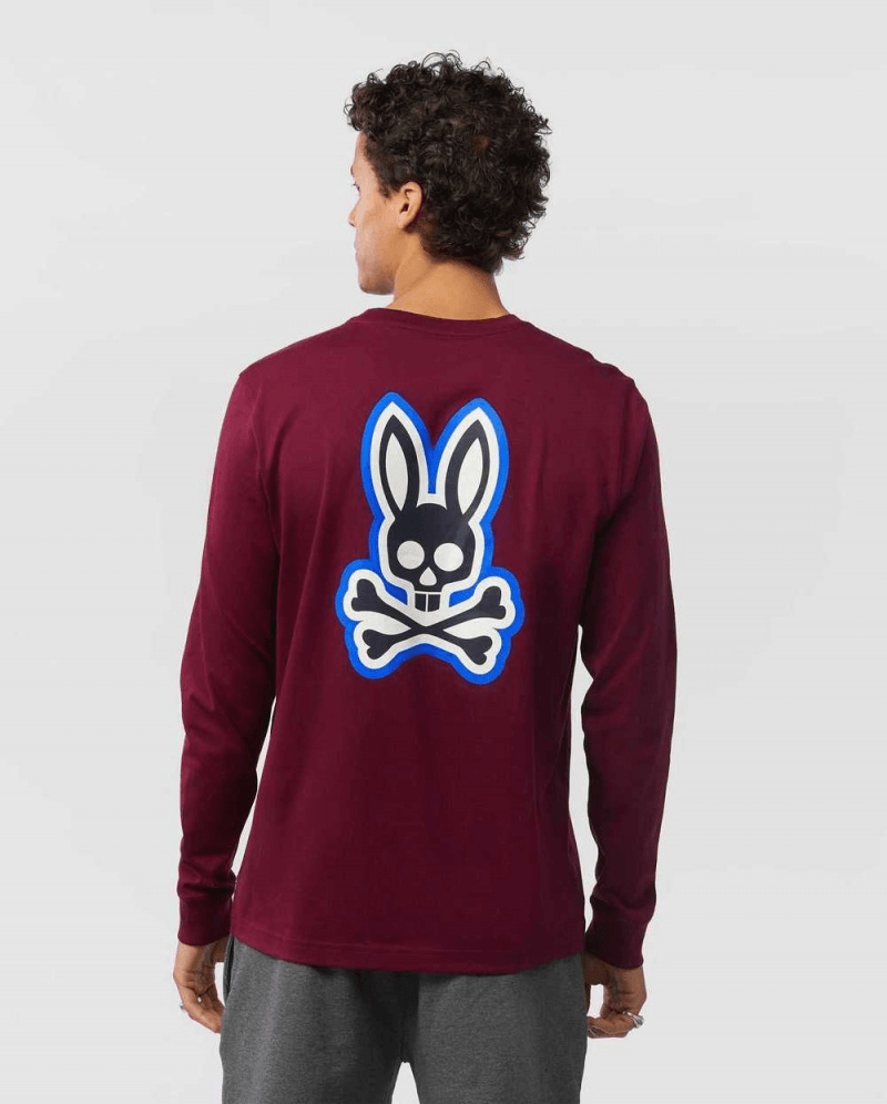 Polo Psycho Bunny - Patchin Chenille Manga Larga Wine