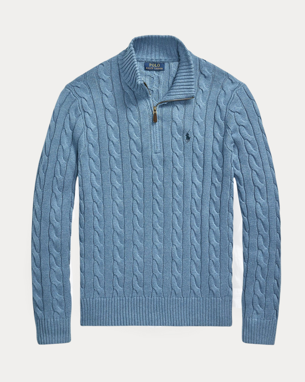 Sweater Ralph Lauren Trenzado 1/4 Zip Celeste