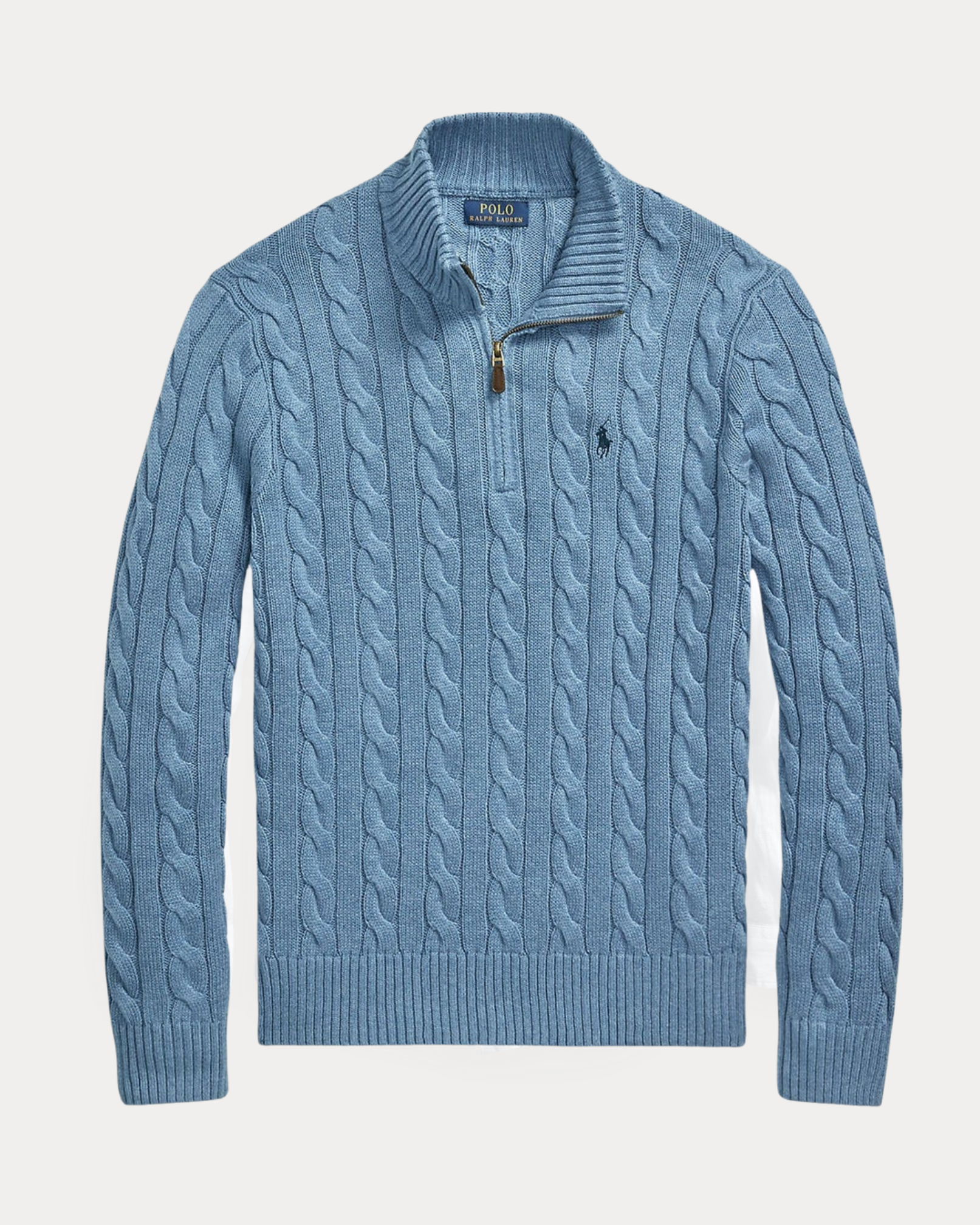 Sweater Ralph Lauren Trenzado 1/4 Zip Celeste
