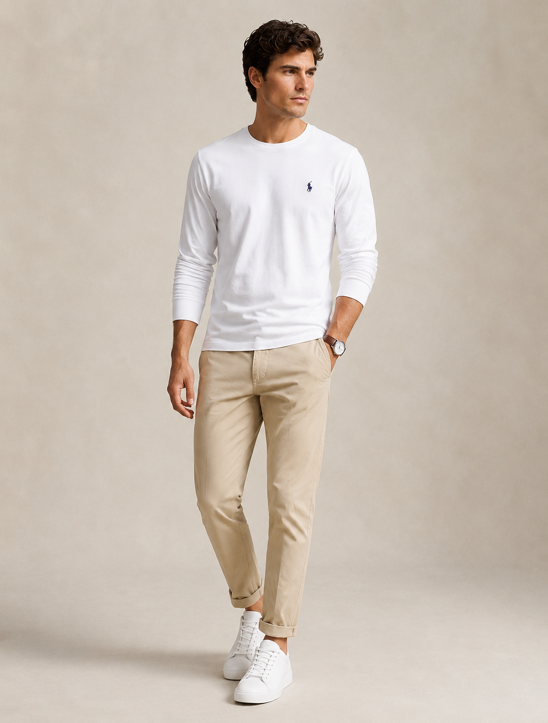 Polo Ralph Lauren Manga Larga Blanco