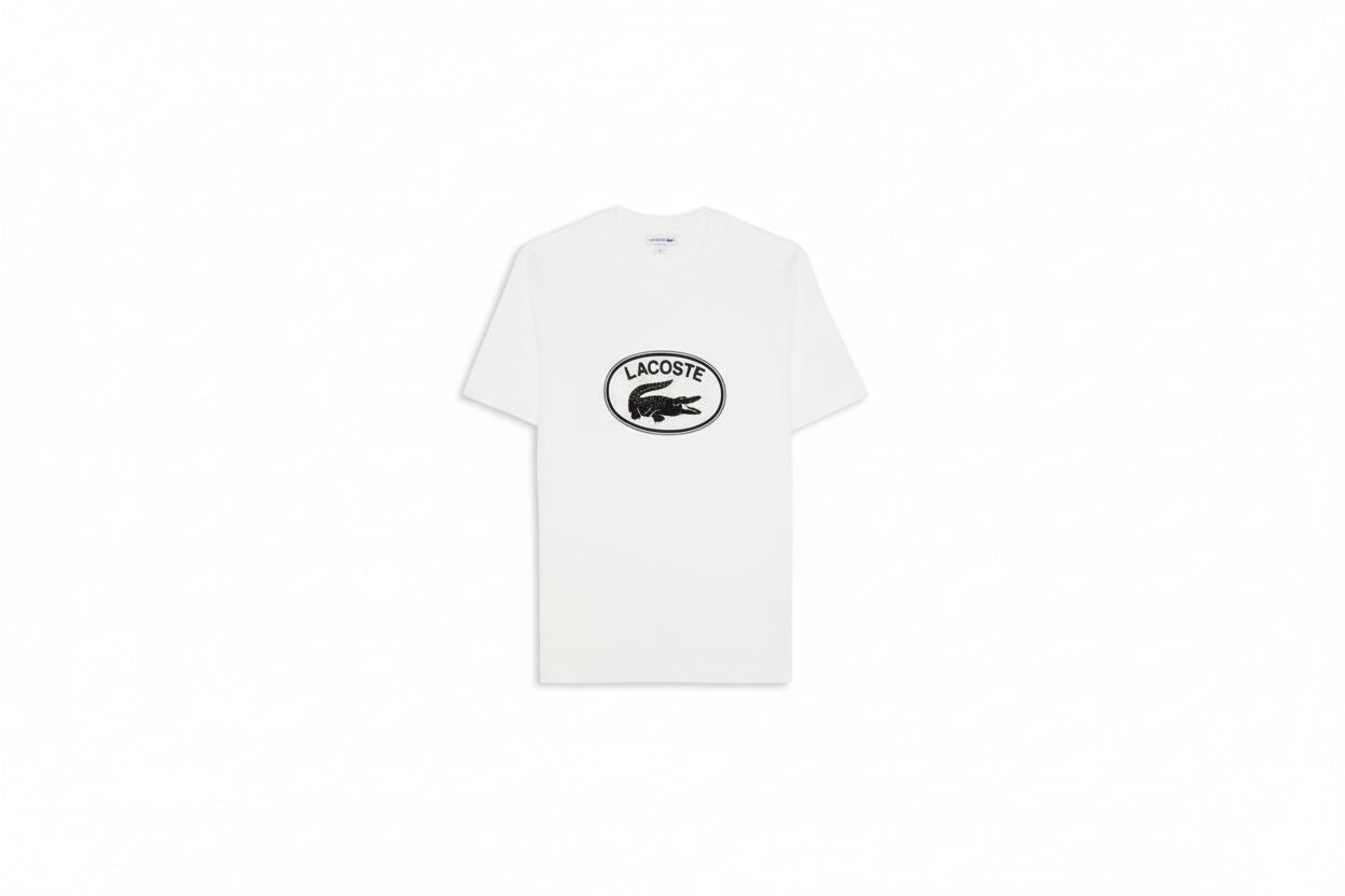 Polo Lacoste Big Logo Crocodile Regular Fit Blanco