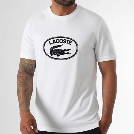 Polo Lacoste Big Logo Crocodile Regular Fit Blanco