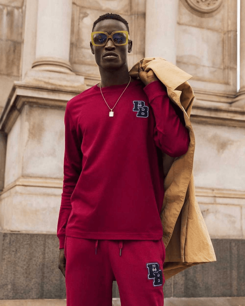 Polo Psycho Bunny - Patchin Chenille Manga Larga Wine