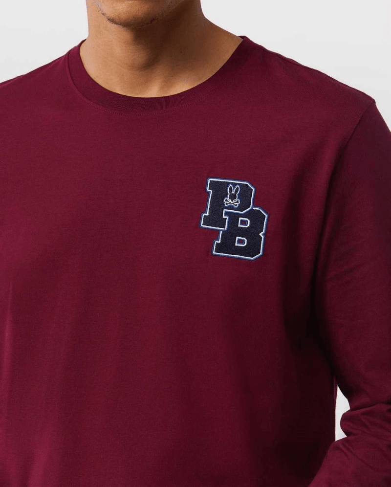 Polo Psycho Bunny - Patchin Chenille Manga Larga Wine