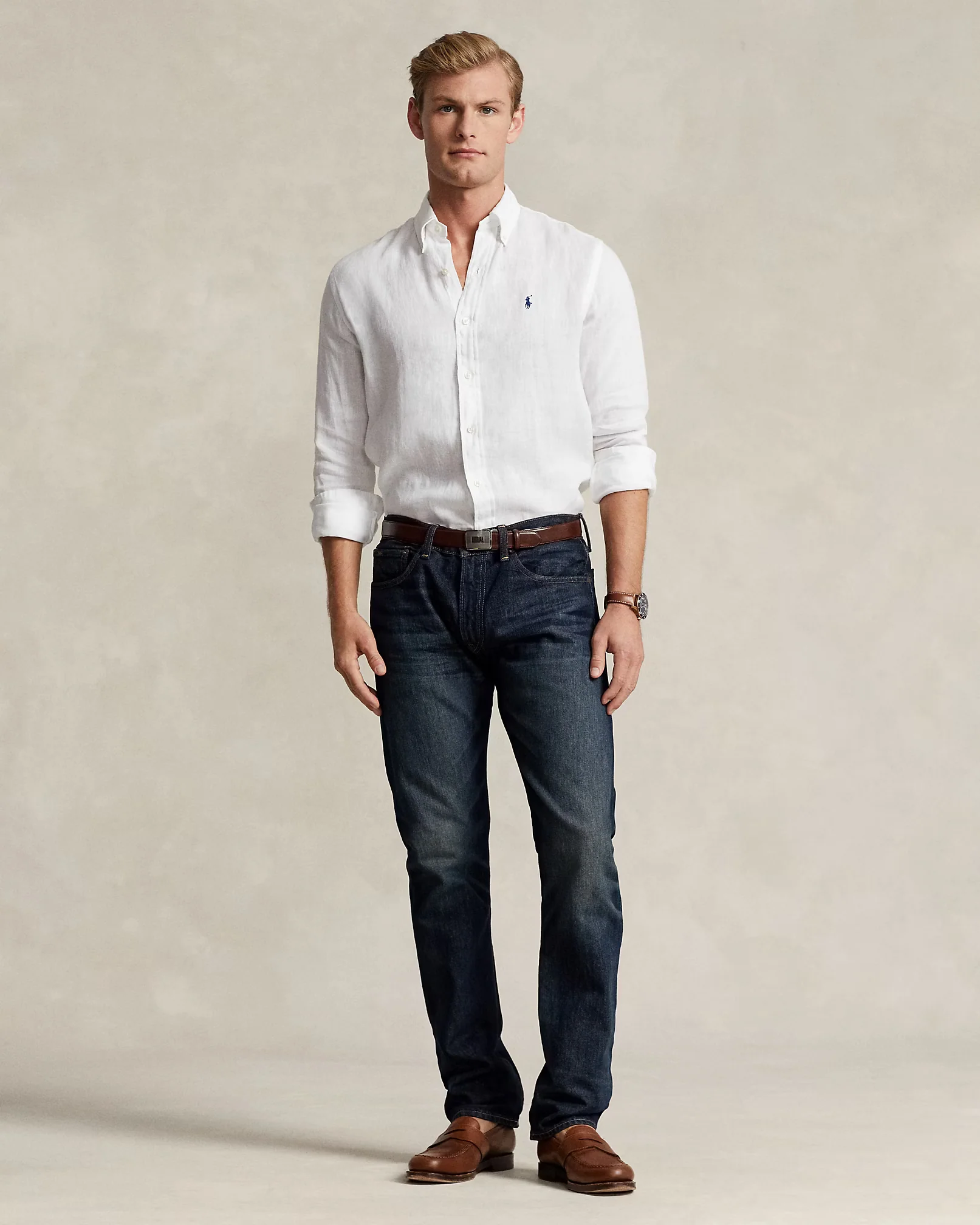 Camisa Polo Ralph Lauren Lino Blanco